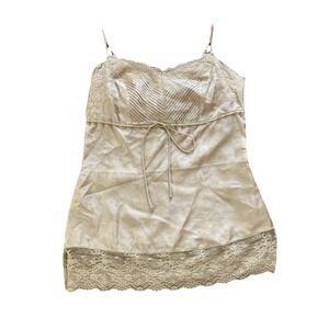 Express Design Studio Silk Lace Babydoll Cami Sz S New Vtg Y2K Nude Tank
